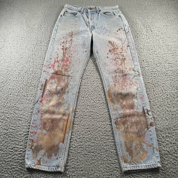 Levis 505 Jeans Mens‎ 28 x 30 Orange Tab Paint Splatter Distressed Vintage 90's